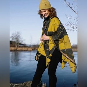 Plaid Yellow and Gray Women's Shawl